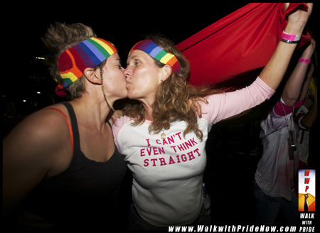 Pride kiss taken by Charles Meacham of the Walk with Pride Project at the Sydney Gay and Lesbian Mardi Gras
